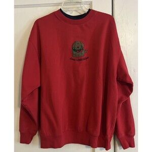 M&C Sportswear Sweatshirt Women’s 1X Red Embroidered Santa Puppy Double Collar